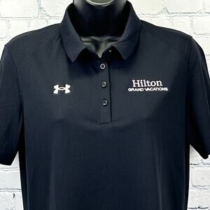 Hilton Grand Vacations Polo Shirt Black Under Armour Loose Fit Womens S Small